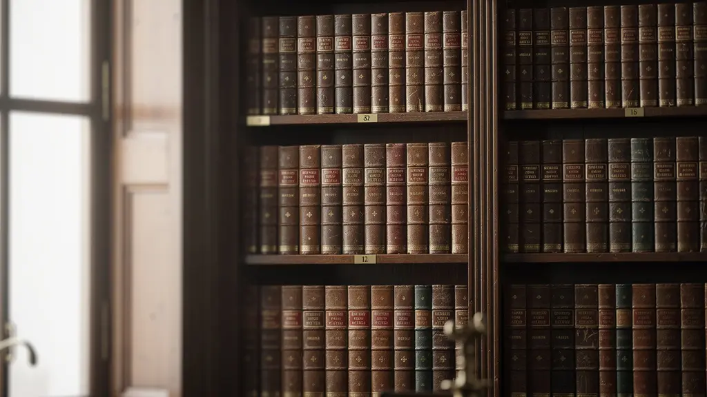 Rayonnages de bibliothèque ancienne avec livres reliés et manuscrits